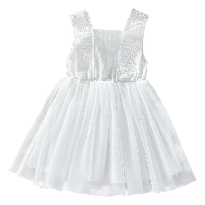 Girls Puffy Gauze Skirt 2025 New Summer Clothes Baby Style Jumpsuit White Skirt Children's Clothes Super Fairy Hollow Princess Skirt