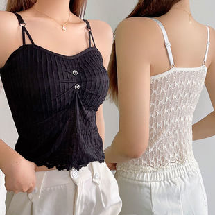 Sexy and Alluring White Camisole with Built-In Bra Pads for Women, Plus-Size Integrated Push-Up Bandeau Style Lingerie