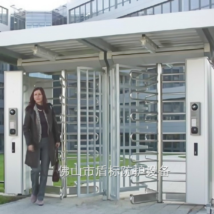 人行通道进出口手推旋转门全高三排围栏式单人转动闸机小区单向门