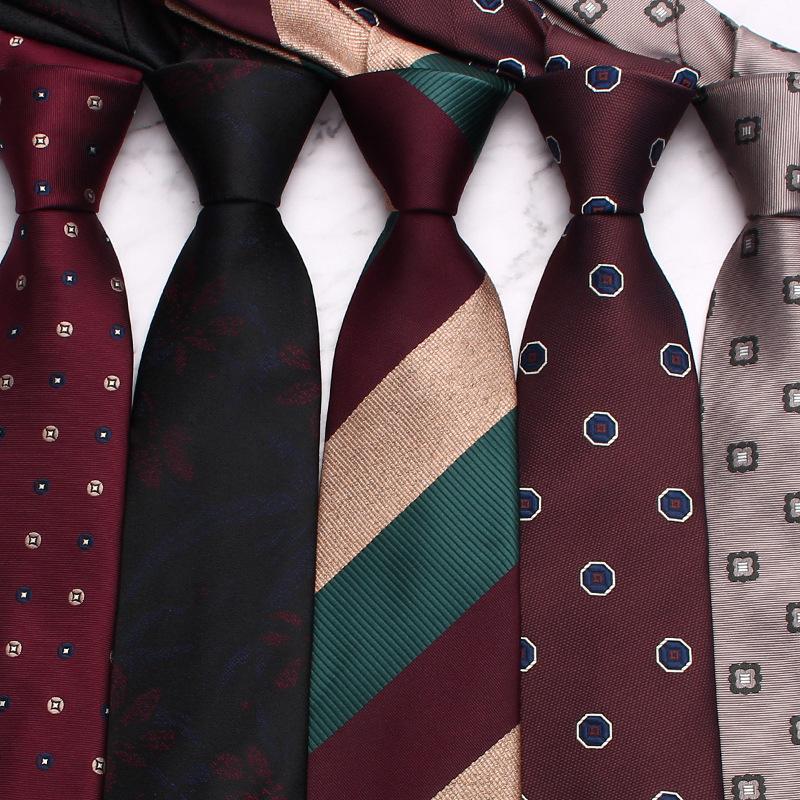 Randig slips för män, vintage jacquard slips i polyester_voghion.com