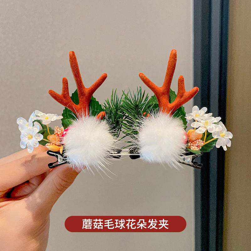 圣诞节头饰森系麋鹿发夹可爱儿童鹿角耳朵发卡发箍饰品小夹子发饰|undefined