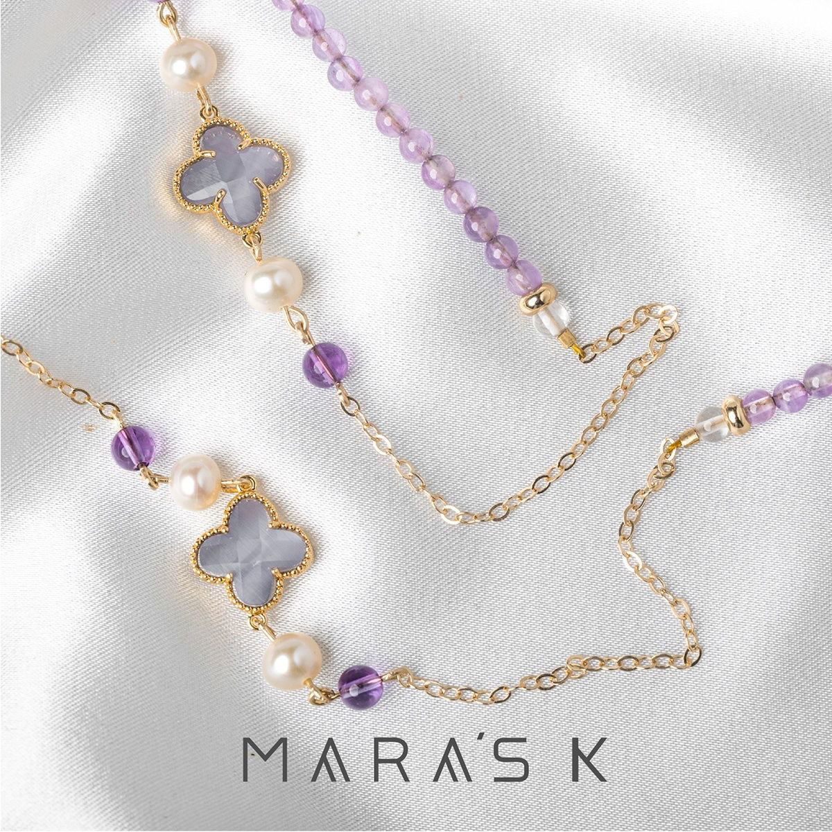 Perla natural cristal cuatro hojas gafas cadena gafas de sol cadena retrógrada mujer colgar gafas cuerdas Lolita medula