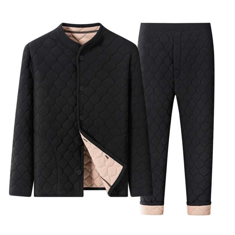 중년 및 노인 겨울 기모 남성면 패딩 재킷 두꺼운면 패딩 재킷 겉옷 따뜻한면 패딩 재킷 아버지 세트