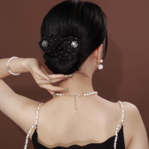 Lazy hair twister, mesh bow, ball headband, magic twist clip, rotating hairband, hairpin on the back of the head for women