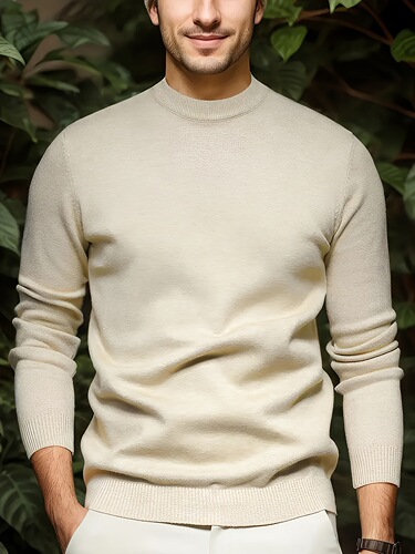Viscose Knit Crew Neck Sweater Medium Stretch Crew Neck