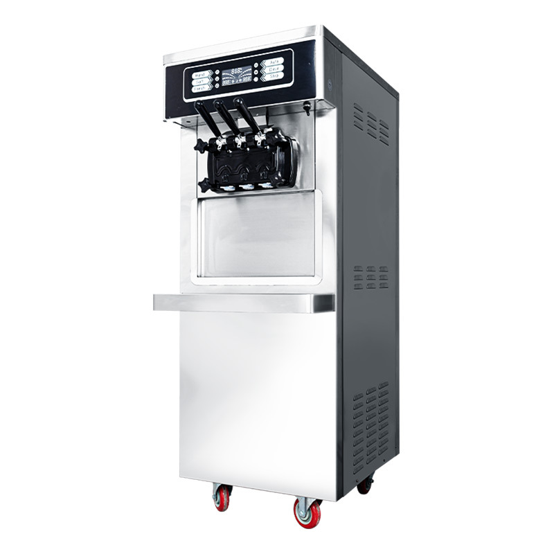 Máquina comercial de helados, máquina inteligente de helados de tres colores, máquina especial para conos para tiendas de té con leche, máquina vertical de helados para tiendas de postres