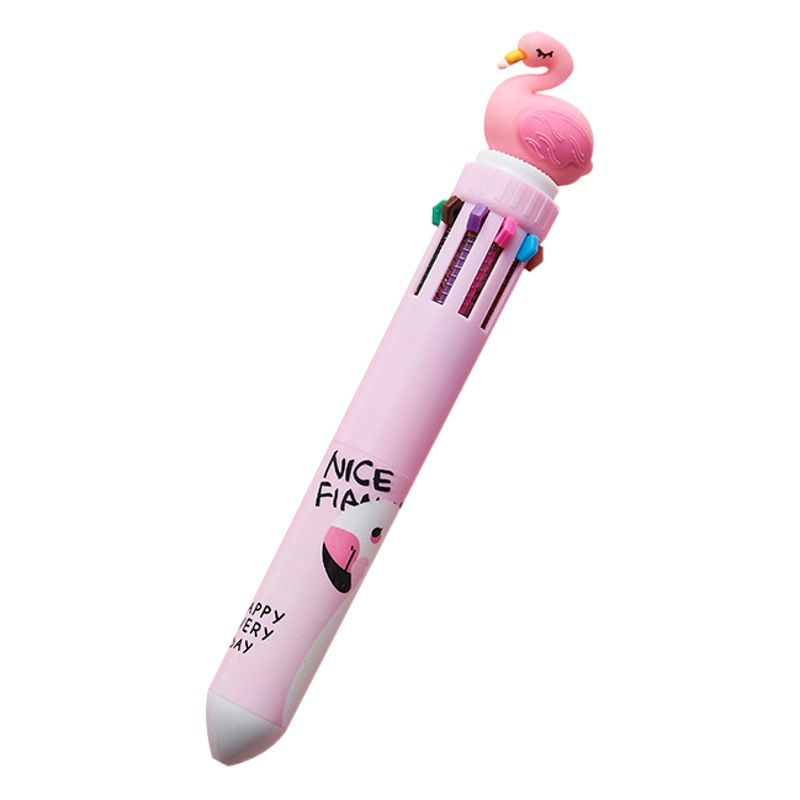 Papelería creativa bolígrafo de diez colores de dibujos animados estudiante color diario pluma chica corazón multicolor prensa bolígrafo al por mayor
