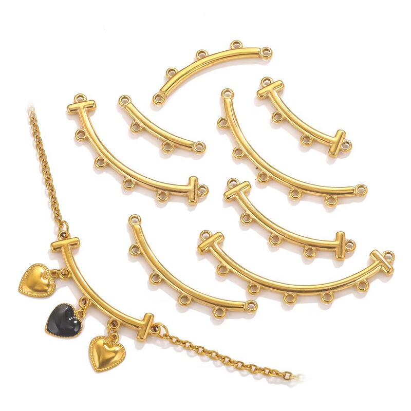 Stainless Steel Bohemian Multi-Strand Multi-Hole Curved Connector DIY Jewelry Making Supplies Accessories Totem Elements