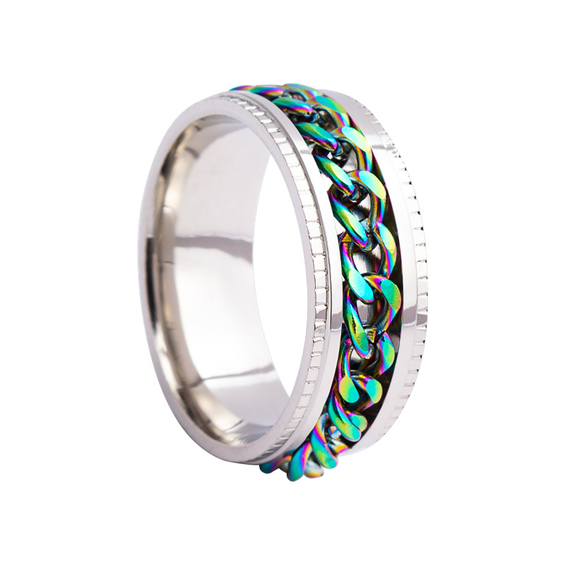 Heißer Verkauf Schmuck Herren Kette Drehen Edelstahl Dekompression Ring Standard-US-Größe Optional Multi-Color Matching_voghion.com