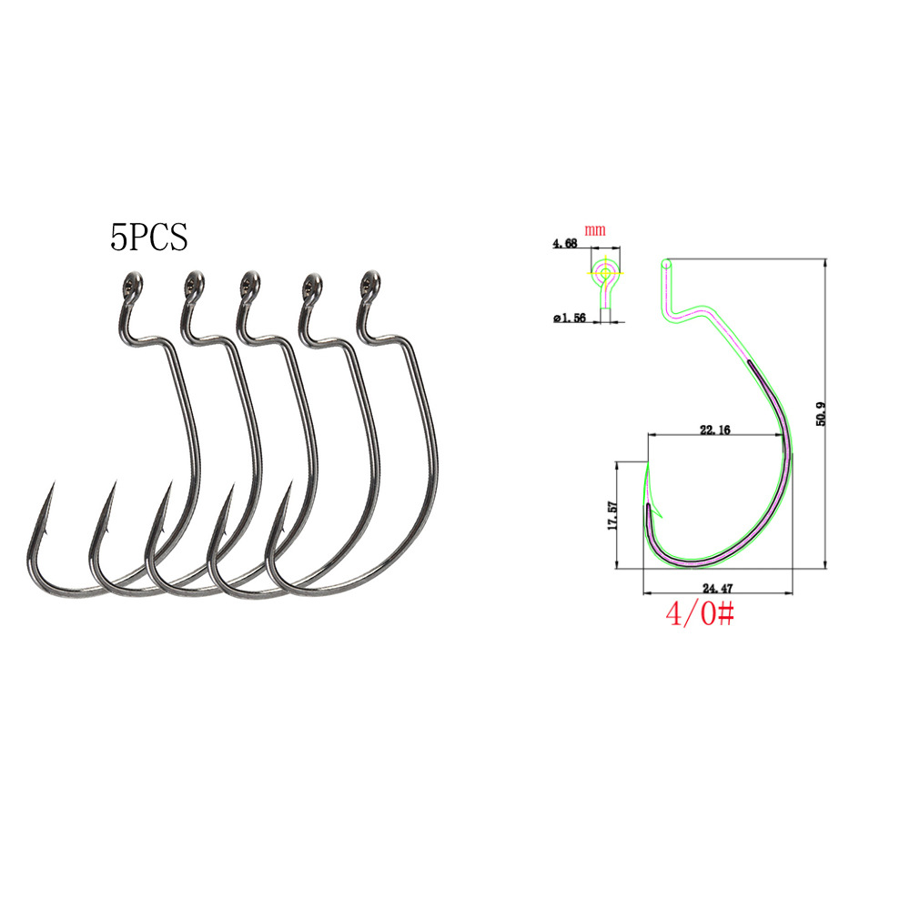 Zman SILENCIADOR Mar Pesca Texas grupo de pesca de mango largo gancho de manivela Gancho de manivela TPR suave cebo reforzado gancho de canal de sangre