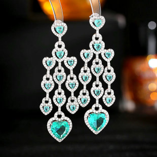 Exaggerated atmospheric light luxury wind earrings Tide color vermiculite design long concentric lock earrings love running earrings