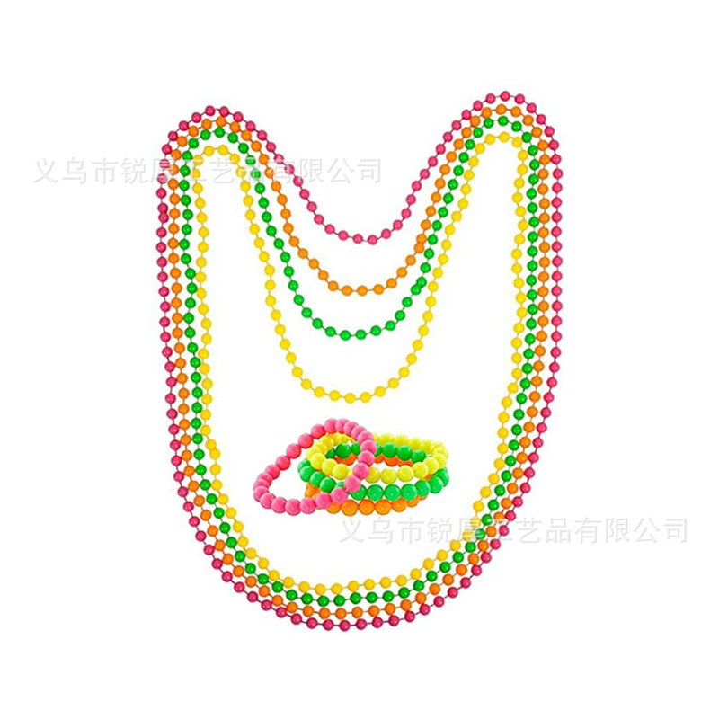 1980 s Prom Party Accessories Neon Color Beaded Necklace Bracelet suit 1980 s Prom Party Accessories Neon Color Beaded Necklace Bracelet suit