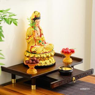 Y Guanyin Altar Heightening Small Heightening Bodhisattva New Chinese Style Buddhist Shrine Buddha Statue Offering Platform Pedestal Base