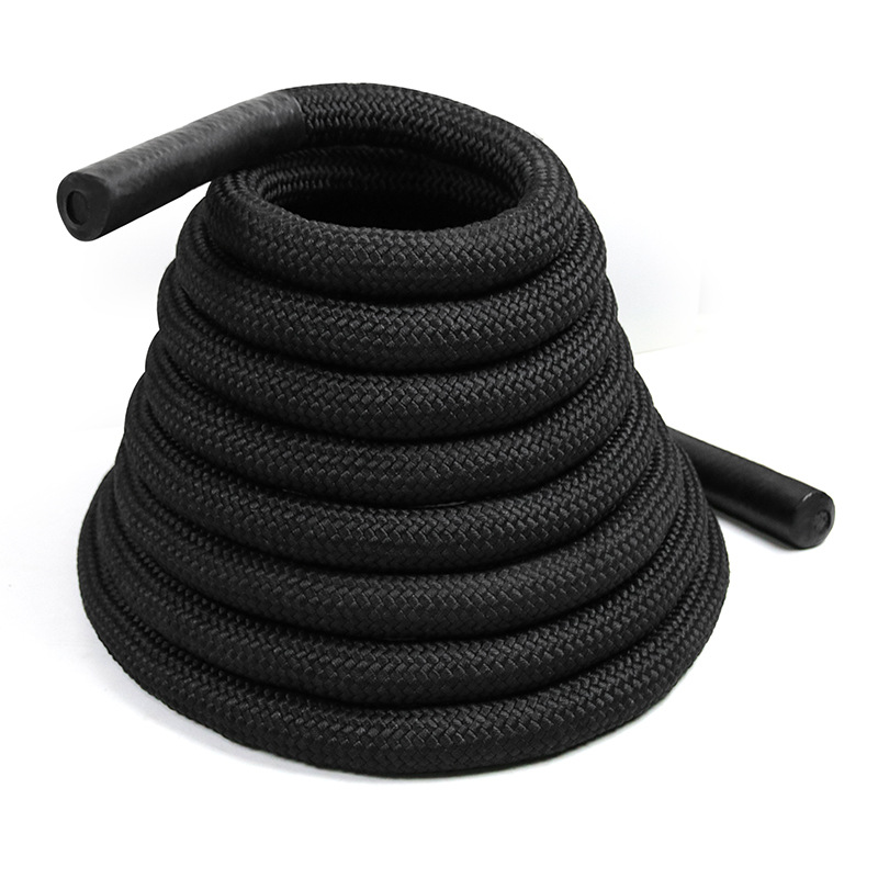 体能跳绳手臂体能训练健身绳整体带护套战绳黑色编织战绳厂家销售