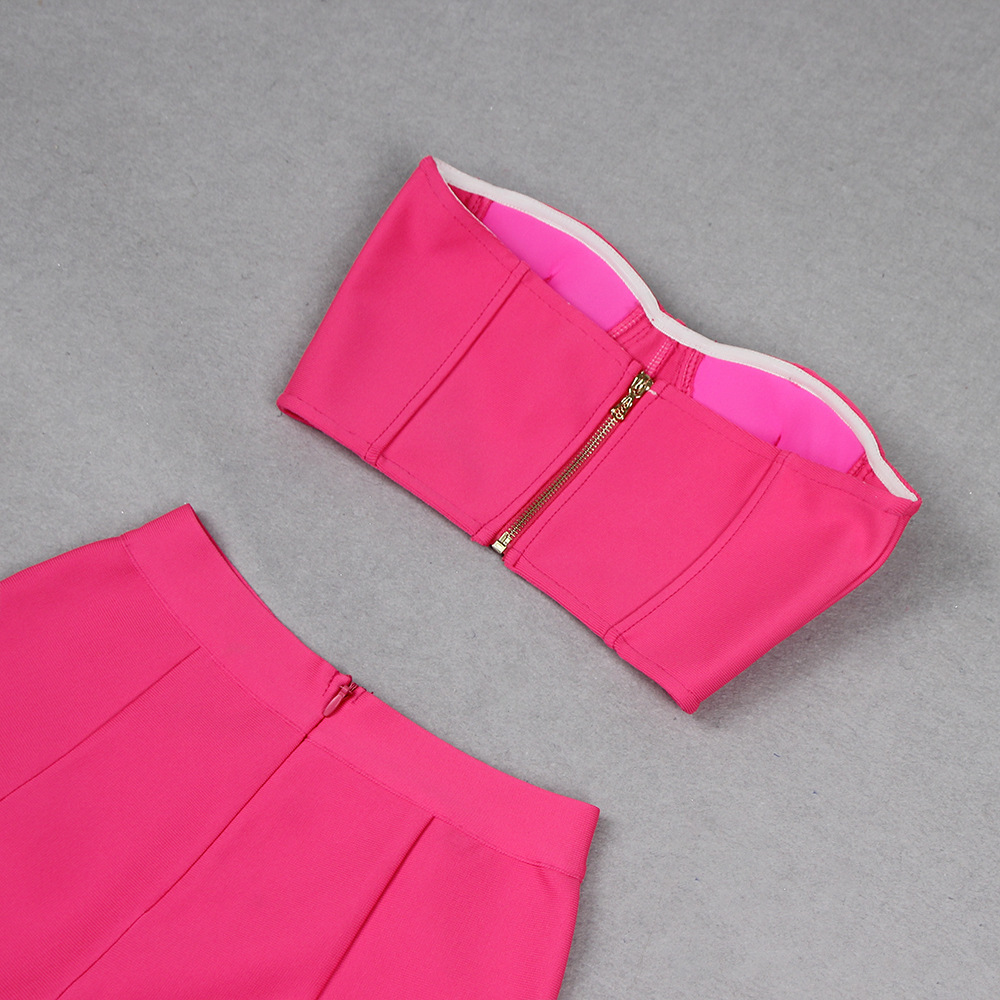 Autumn Summer Women Clothes Sexy Rhinestone Hollow Out Cutout Sheath Bandage Trousers Two Piece Set