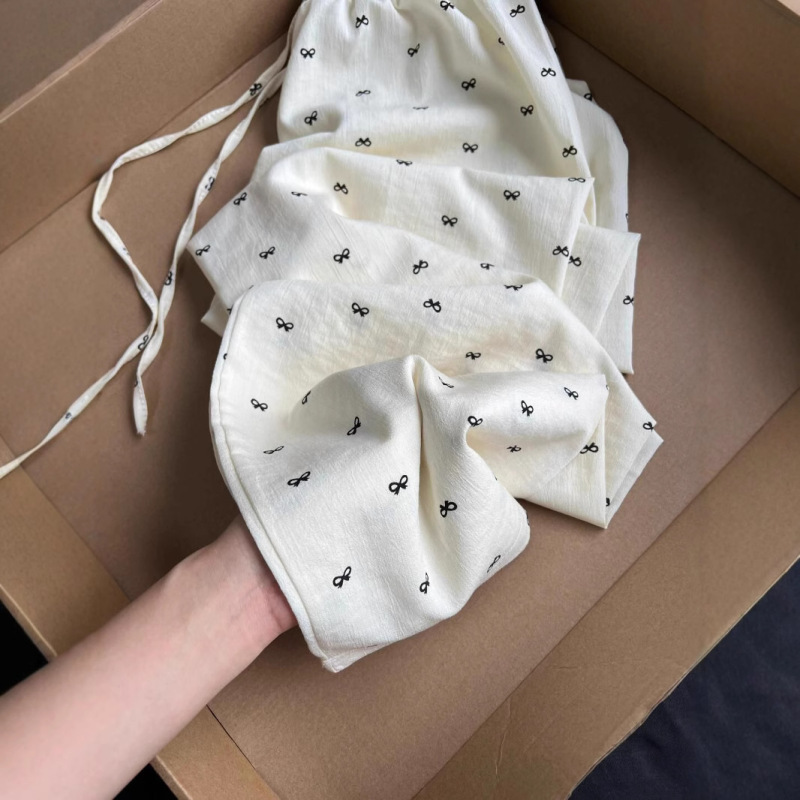Cream-Colored Bowknot Ice Silk Wide-Leg Pants for Women, Summer Thin Style, 2026 New Loose Straight Casual Yamamoto Pants Cream-Colored Bowknot Ice Silk Wide-Leg Pants for Women, Summer Thin Style, 2026 New Loose Straight Casual Yamamoto Pants