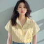 短袖竖条纹夏季新款衬衫