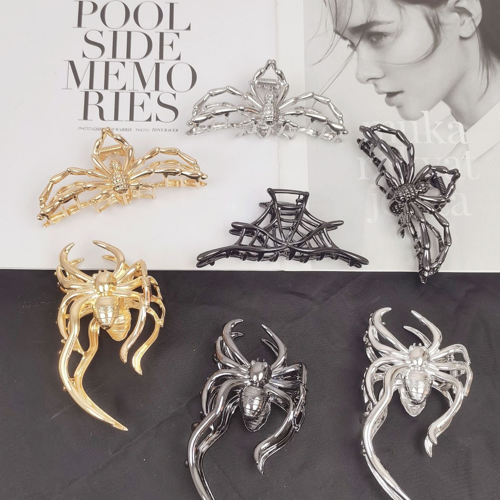 Spider Grab Clip ~ Sweet Cool Hairpin Female Niche Design Shark Clip Cold Wind Metal Hairpin Large Clip Wholesale