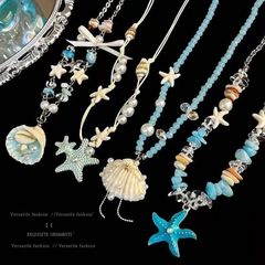 海边度假风可爱珍珠贝壳海星串珠项链女ins仙女小众男锁骨链配饰