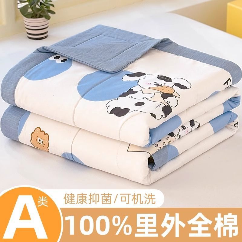 Edredón fresco de verano de algodón puro, edredón de aire acondicionado, edredón pequeño de verano de algodón para niños, jardín de infancia fino, primavera y otoño, edredón de verano individual, lavable a máquina