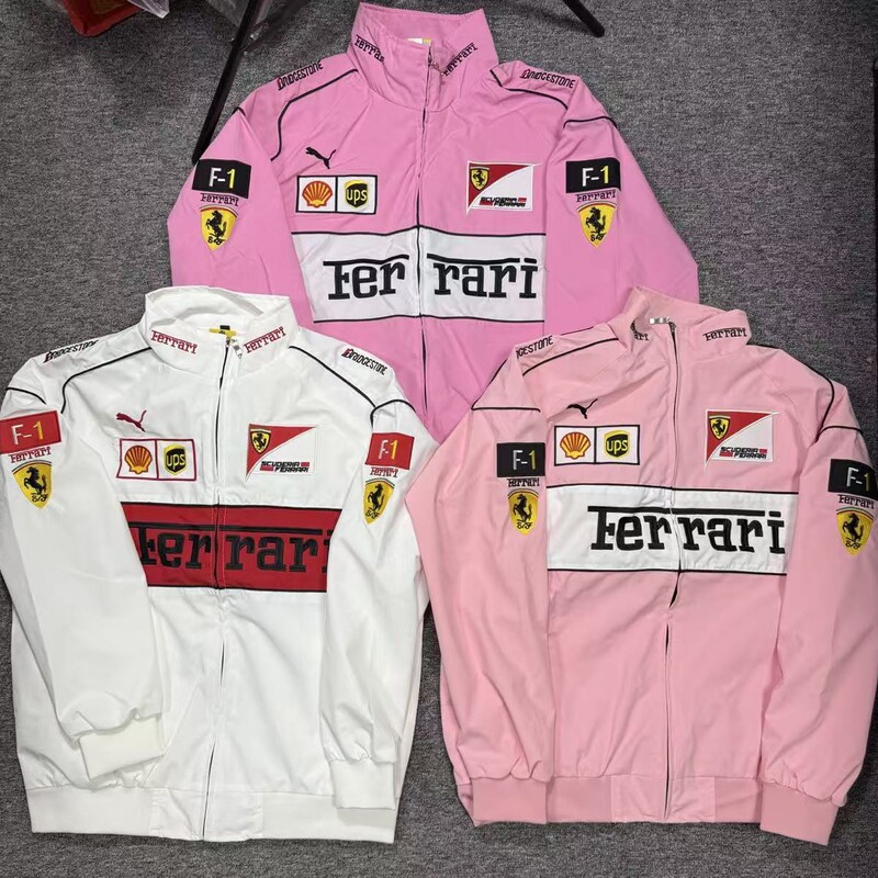 2026 Spring and Autumn New Ferrari Jacket Black Motorcycle Riding Jacket Embroidered Windproof and Rainproof Couple's Trendy Cool Coat