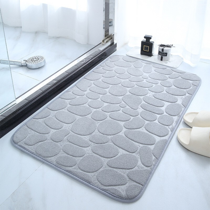 コーラルベルベットストーンフラワーカーペットキルティング刺繍バスルームトイレ吸収性小石スローリバウンド低反発テクスチャフロアマット|undefined