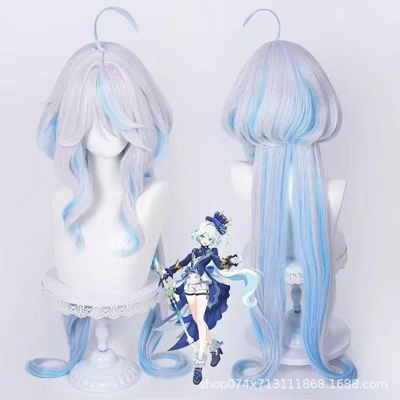 Youman In-Stock Genshin Impact Water God Cosplay Wig Fuka Carlos Fontaine Realistic Scalp Cosplay Wig
