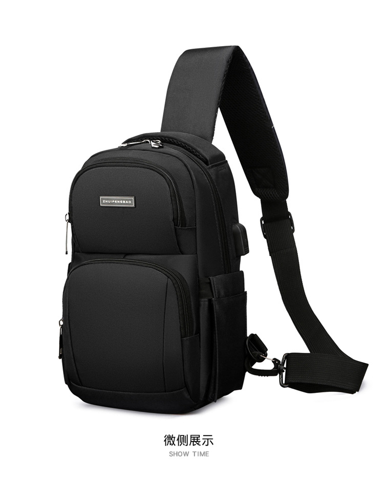 The new men's chest bag for the autumn of 2024, a trendy casual single-shoulder bag, a cross-border water-resistant rechargeable crossbody bag undefined