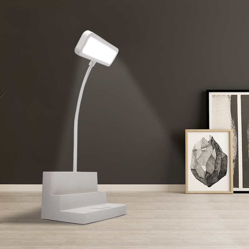 Simple desk lamp with pen holder college student desk reading learning eye protection lamp bedroom bedside gift bracket lamp wholesale