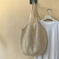 Плетеная вместительная пляжная сумка на одно плечо, DIY