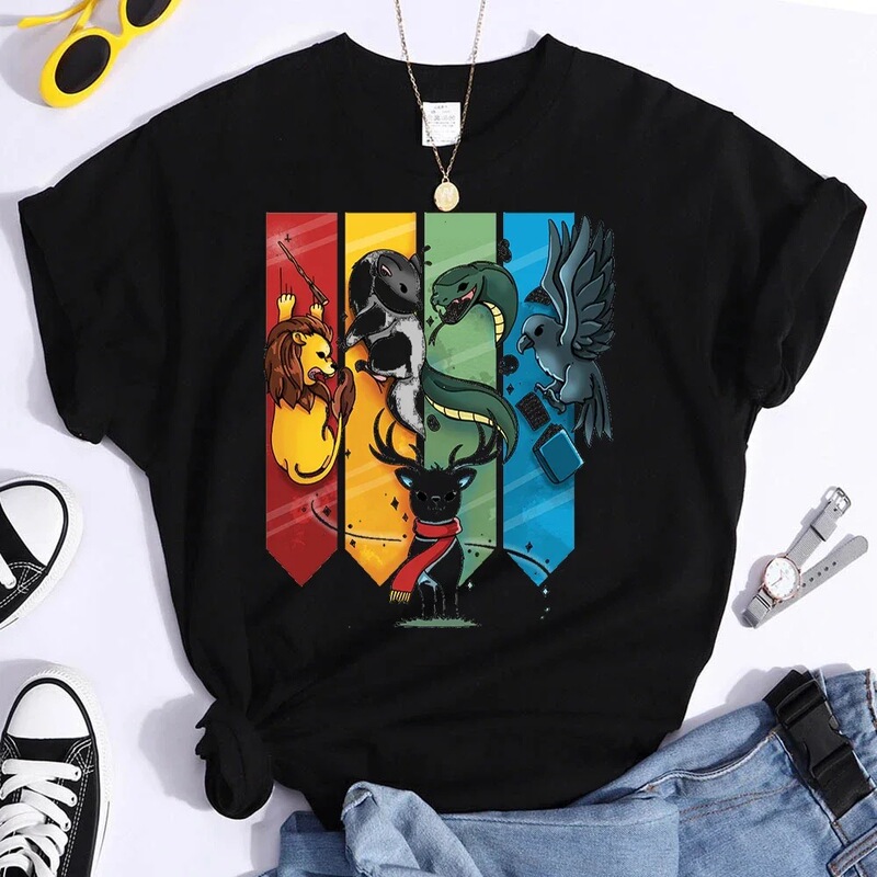 Magic Animal Lady t Clothing T-Shirt Short Sleeve Fashion Women Graphic T-Shirt Hogwarts Print Summer Casual t Magic Animal Lady t Clothing T-Shirt Short Sleeve Fashion Women Graphic T-Shirt Hogwarts Print Summer Casual t