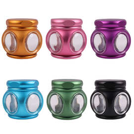 亚马逊新款多功能磨烟器 63mm4层铝合金放大镜透视观察罐研磨器