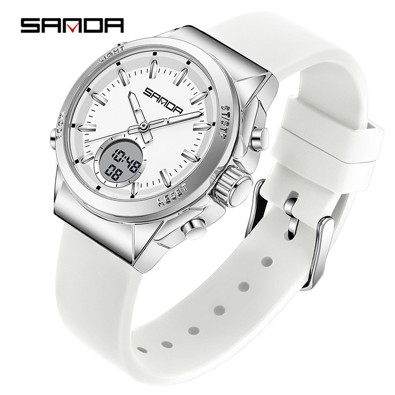 SANDA SANDA reloj electrónico multifuncional doble pantalla reloj deportivo reloj despertador cronógrafo de escuela secundaria relojes de estudiantes masculinos y femeninos