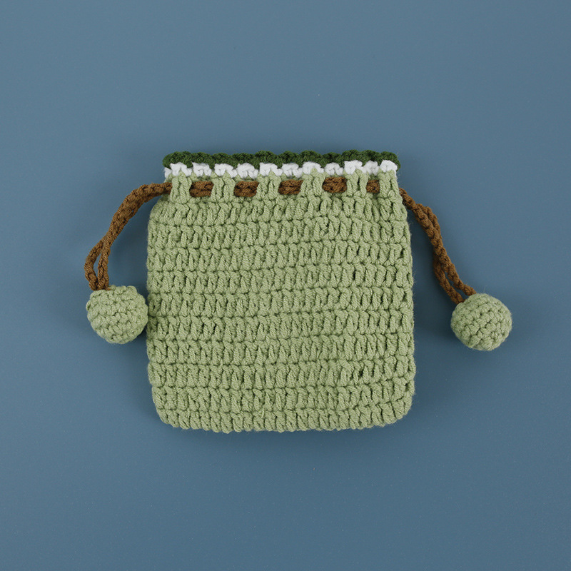 Navidad ciervos tejido a mano con cordón bolsillo tejido de lana de mujer de ganchillo monedero de dibujos animados exquisito Bolsillo pequeño producto terminado