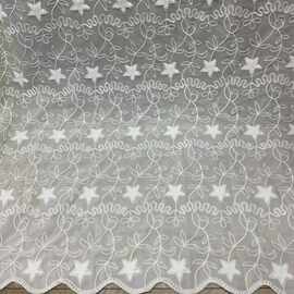 雪纺五角星星绣花面料春夏新品水溶满幅蕾边女装童装刺绣布料辅料