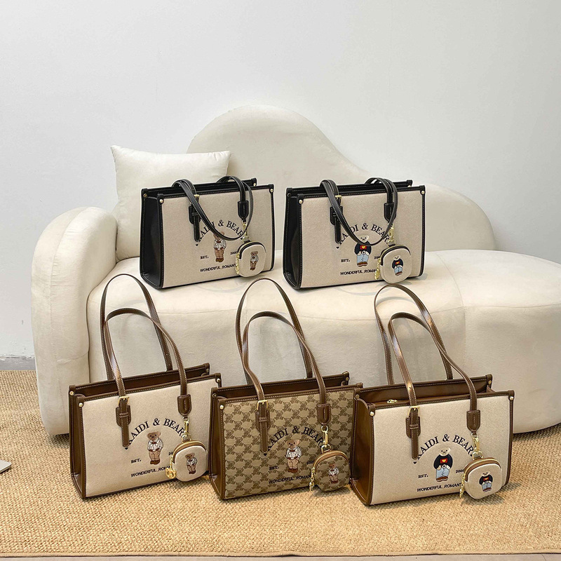 Katie Bear Women's Bag Factory 2025 New Women's Bag Cartoon Cute Bear Shoulder Bag Tote Bag Cross-Border Foreign Trade