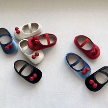 春秋新款婴儿学步鞋女童韩系樱桃小船奶奶鞋复古小瓢鞋丝绒小单鞋