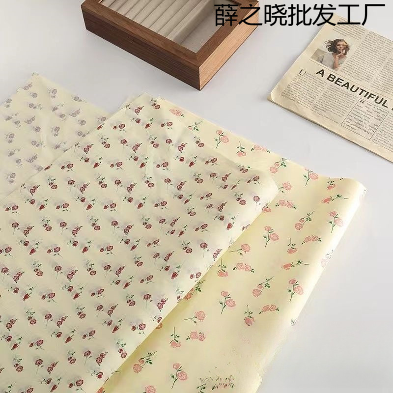 克加厚印花玫瑰雪梨纸韩风碎花内衬纸手工花艺包装现货商务
