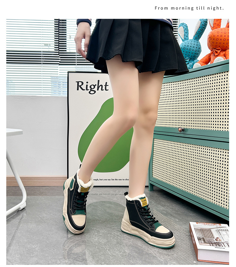 High Top Women's Ankle Boots Plush Lined Winter Casual Footwear_voghion.com