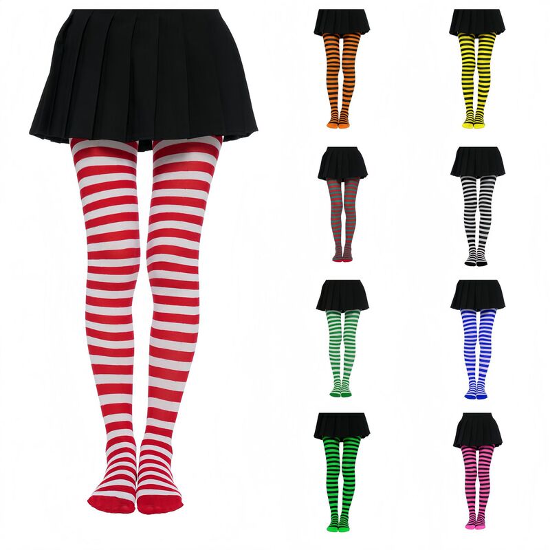 Cross-Border Party Gatherings Halloween Christmas Summer Style Colorful Striped Tights Women's Cosplay Socks European and American Performance Socks