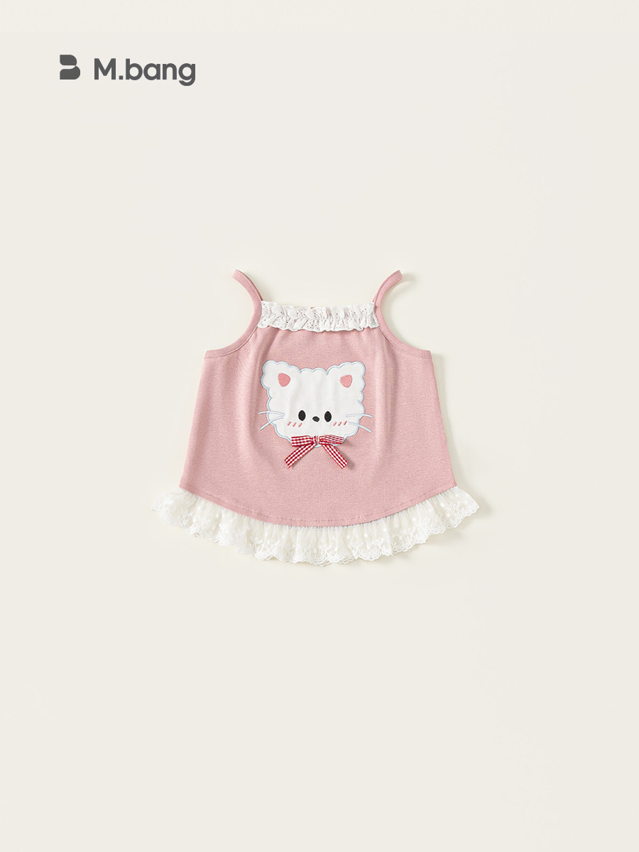 Youbao ropa para niños 2025 nuevos tops de verano para niños con encaje y tirantes de lazo fino para niñas