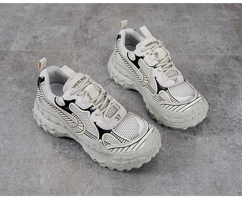 Giày sneaker chunky đế dày lưới thoáng khí xuân hè — Màu sâm panh chi tiết 13