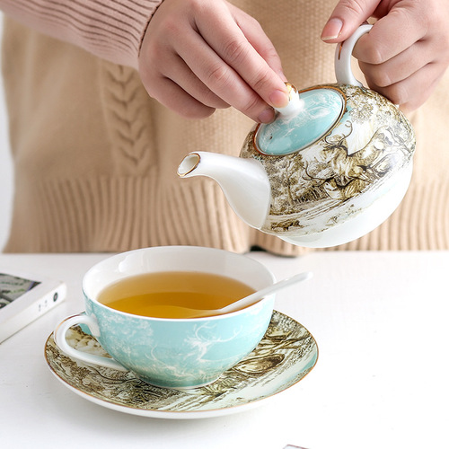 S83V wholesale ceramic flower teapot British flower single pot luxury mother-in-law pot office retro cup and saucer afternoon flower