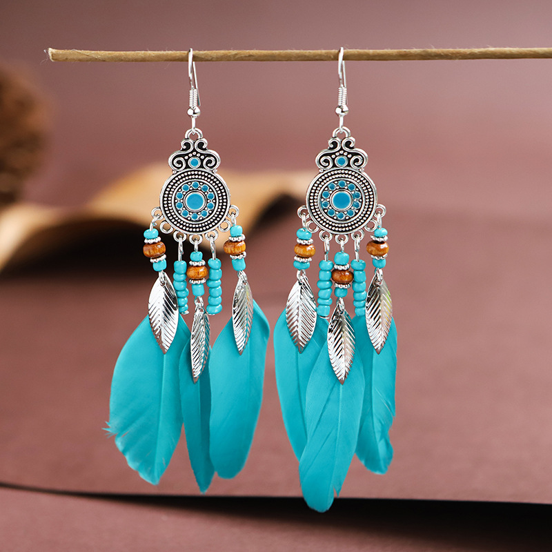 Bohemian Creative Disc Painting Oil Long Tassel Boucles D&#39;oreilles En Gros display picture 3