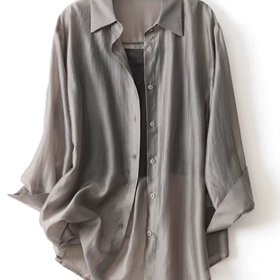 Официальное изображение популярного везде комплекта из трех предметов ~ подтяжки из хлопка и льна Tencel + солнцезащитная рубашка с длинными рукавами + женский костюм-шорты