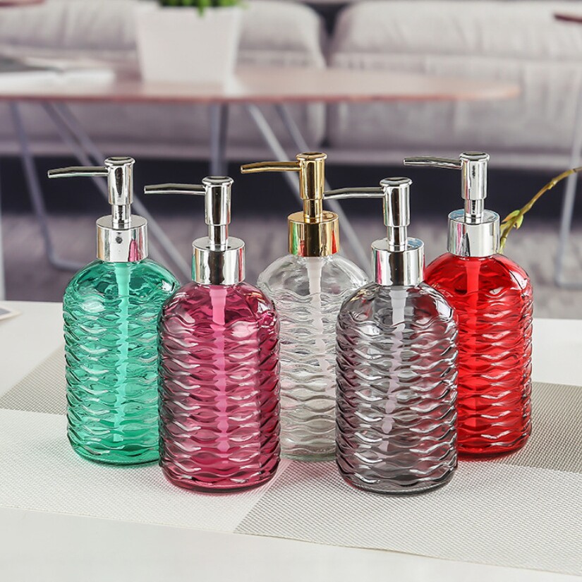 Luxury Crystal Hand Sanitizer Bottle Set, Nordic Style Bathroom Dispenser Bottle, 500ml Transparent Press-Type for Washing