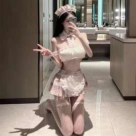 情趣内衣jk制服可爱学生装 cos女仆女佣私房分体格子围裙角色套装