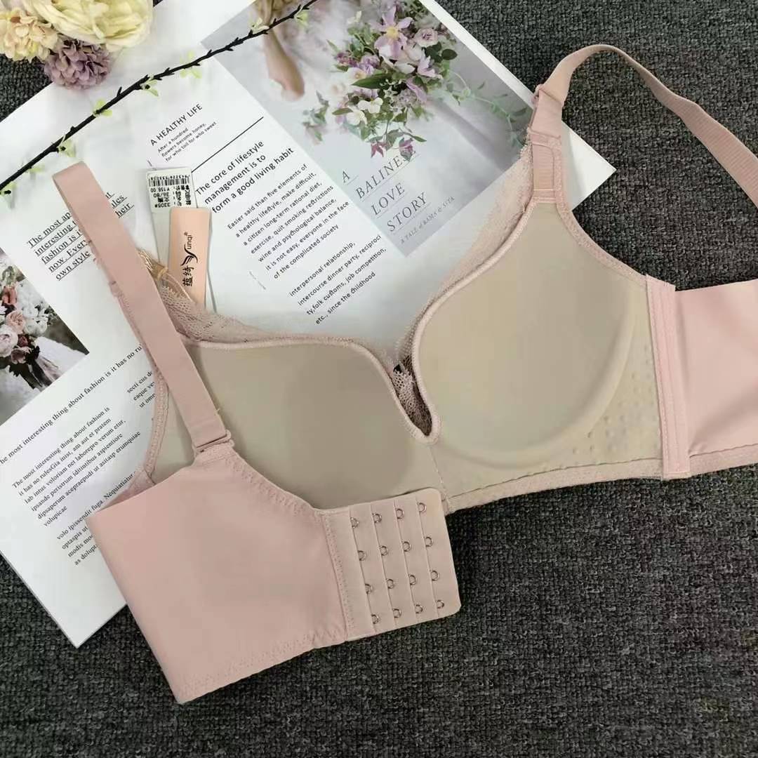 Nuevo sujetador de alta calidad de moda de encaje jacquard transpirable y cómodo ajuste lateral de pecho de botón múltiple ropa interior mujer image 6