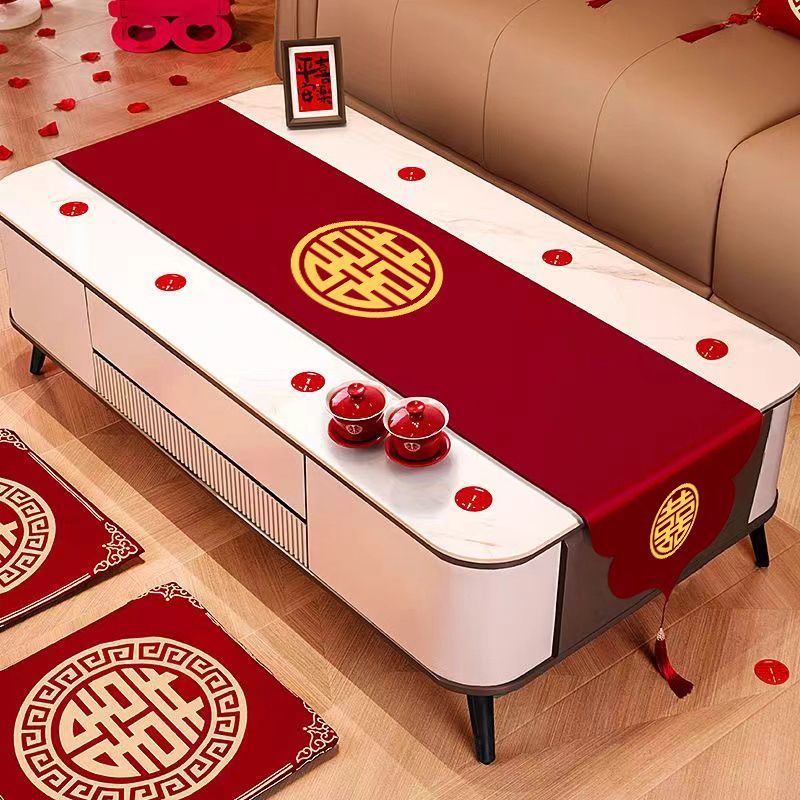 High-end burgundy table runner (chinese style yuanxi) 1 piece