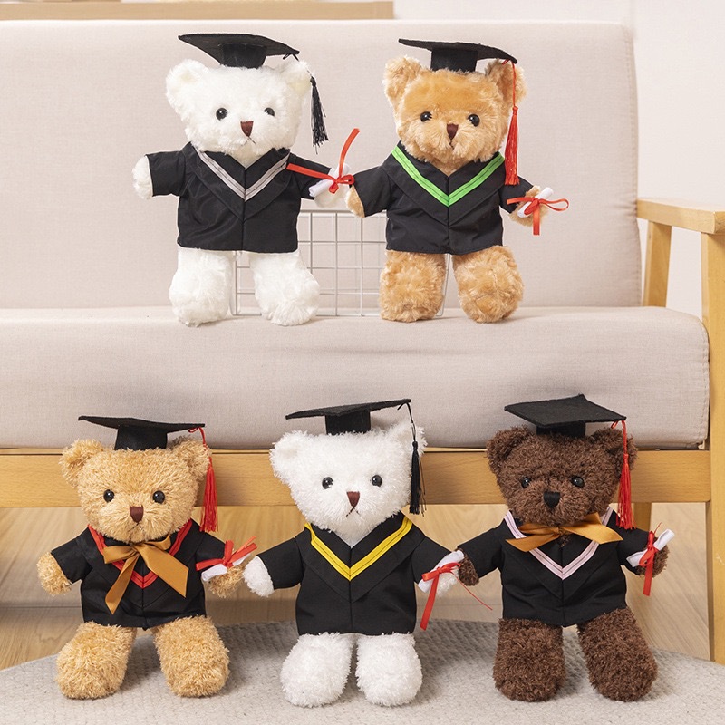 Graduation Doctor Bear Puppy se puede imprimir logotipo maestro de licenciatura Teddy Bear muñeca regalo de graduación